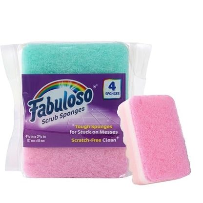 Fabuloso Scratch-Free Kitchen Dish Sponges, Rainbow Colors, 4 Count - color: Rainbow, size: 4 Count (Pack of 1)