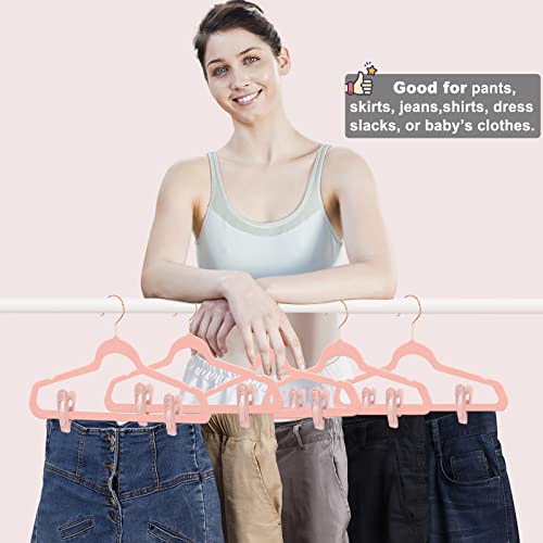 TOFIIGREM Light Pink Velvet Hangers (80-Pack), Non-Slip Strong Hanger Clips for Velvet Skirts & Pants - color: Light Pink, size: 80pc