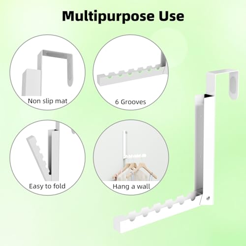 Over the Door Hanger, 2 Pack Foldable Over Door Drying Rack for Laundry - color: White