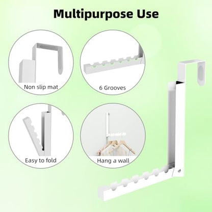 Over the Door Hanger, 2 Pack Foldable Over Door Drying Rack for Laundry - color: White