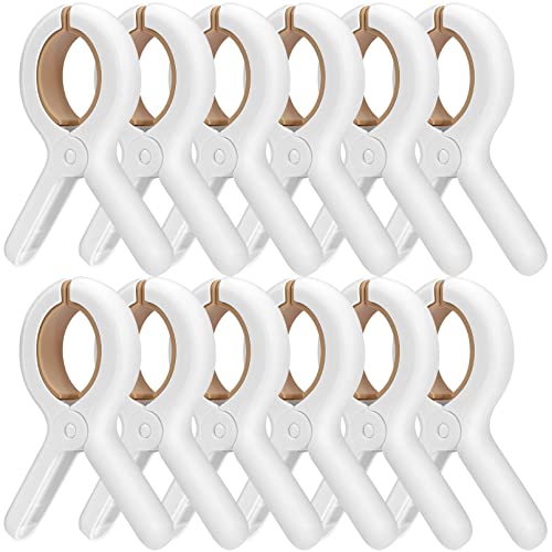 12 Pack Beach Towel Clips, Heavy Duty Plastic Clothpins