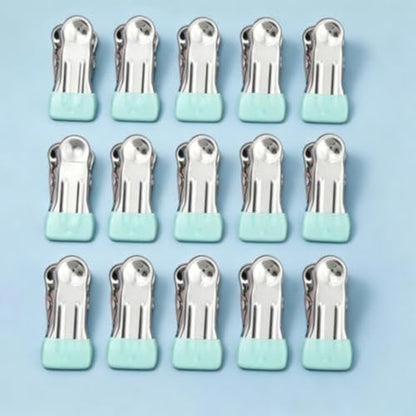 30 Pcs Metal Clips, Clothespins for Photo, Drying Laundry Sock, Bag Clips for Kitchen Stainless Steel with Rubber (Green) - color: Green