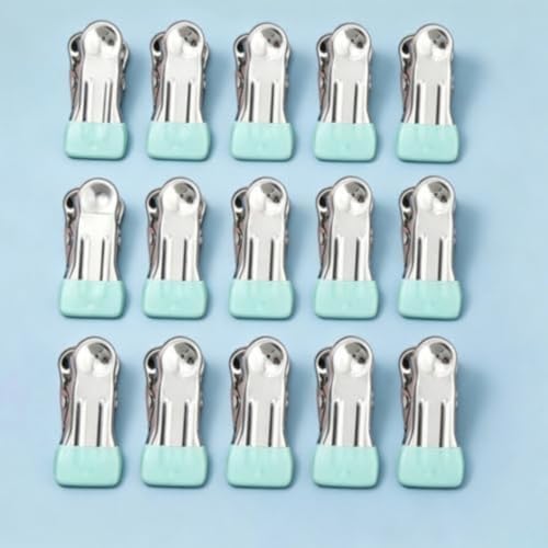 30 Pcs Metal Clips, Clothespins for Photo, Drying Laundry Sock, Bag Clips for Kitchen Stainless Steel with Rubber (Green) - color: Green