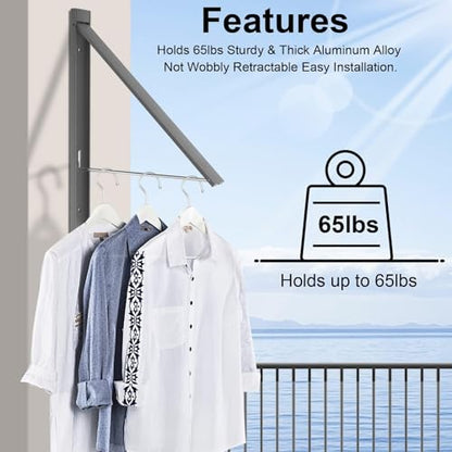 Foldable Wall Mount Drying Rack, 65lb, Space Saving Gray - color: Gray