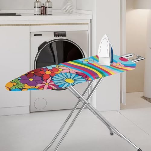 Hippie Flower Ironing Board Covers with Padding Standard Size Washable Small Ironing Board Cover Stretchy Expedient Sleeve Ironing Board Accessorizes for Women Home Decor Colorful - color: Hippie Flower