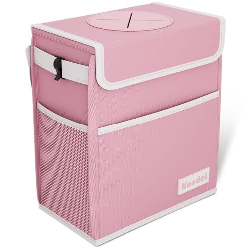 K KNODEL Car Trash Can with Lid, Car Garbage, Bin and Bag (Pink, Large) - color: Pink, size: Large