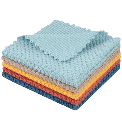 SINLAND Dish Cloth for Washing Dishes Kitchen Washcloth Cleaning Cloth - color: Assorted Color-3, size: 12inchx12inch 5pack