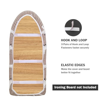 12" x 32" Small Tabletop Ironing Board Cover and Pad,3 Pairs of Hook and Loop Fastener Straps,Elastic Edges,Cotton Mini Iron Board Cover with Scorch Resistant Thick Padding - size: 12" x 32"