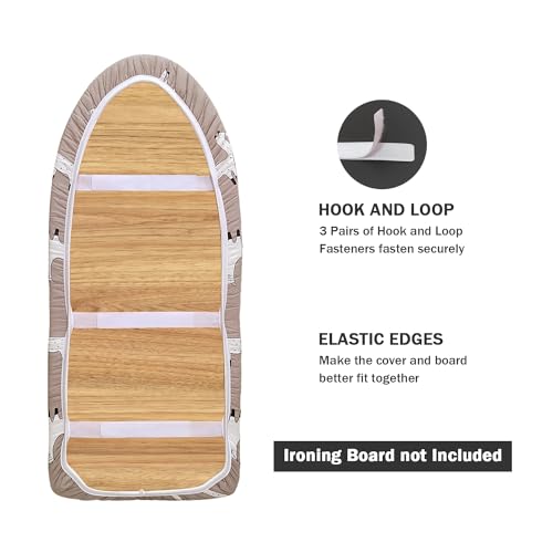 12.5" x 30" Small Tabletop Ironing Board Cover and Pad,3 Pairs of Hook and Loop Fastener Straps,Elastic Edges,Cotton Mini Iron Board Cover with Scorch Resistant Thick Padding - size: 12.5" x 30"