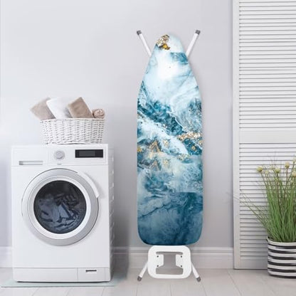 Flashideas Blue Marble Print Ironing Board Cover and Pad- 52" x 13" Iron Board Cover with Padding Fits Standard Size, Iron Board Cover Accessories - color: Blue Marble Print
