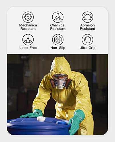 PACIFIC PPE 15 Mil Nitrile Chemical Resistant Gloves, Latex-Free, 2 Pairs - color: Green/12.6", size: XX-Large (Pack of 2)
