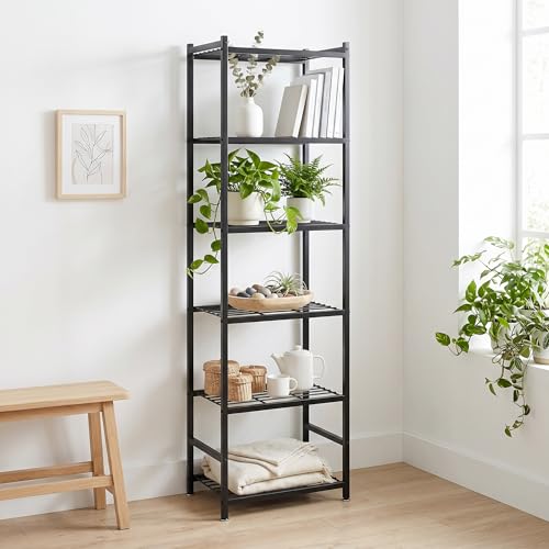 Small Storage Shelves, 6-Tier Metal Shelving Unit with Leveling Feet, Shelf Organizer for Garage, Kitchen, Pantry and Closet Organization, 17.7" x 11.8" x 68.9", Black - color: Black, size: 17.7" x 11.8" x 68.9"(6T)
