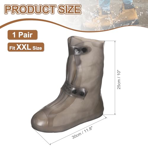 HARFINGTON Waterproof Shoes Cover XXL (US 8) Rain Galoshes w Double Buckle - color: Brown, size: XXL (US 8)