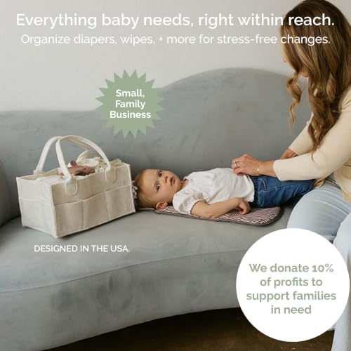 Parker Baby Co. Felt Diaper Caddy Organizer - Large, White - color: White (Heathered White), size: Large