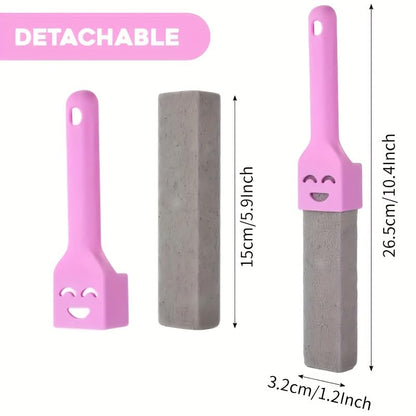3Pcs Pumice Toilet Cleaning Brushes, Reusable Non-Electric Hard Water Stain Removers with Portable Plastic Handles for Bathroom & Pool