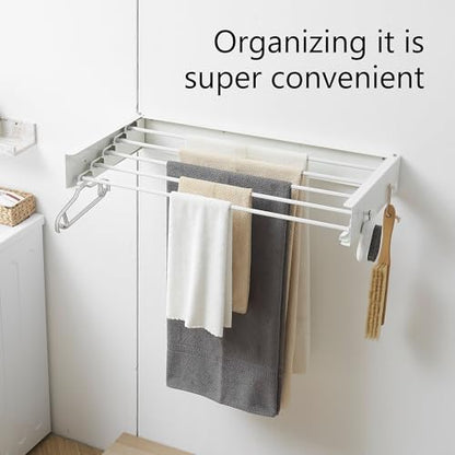 RFOUO Wall Mounted Clothes Drying Rack,White 31.5" with Hooks - size: 31.5 Inch with hooks