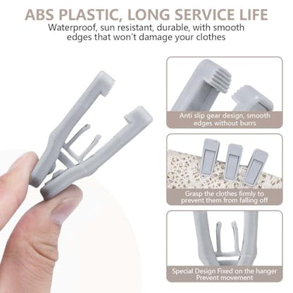 KISEER 80 Pcs Plastic Baby Hanger Clips Slim-line Finger Clips Set for Clothes Hanger Velvet Hanger (Grey) - color: Gray, size: 80 Pcs
