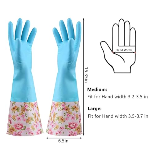 KINGFINGER PVC Latex-Free Long Dishwashing Gloves for Household Cleaning, Waterproof, 2-Pair Large with Long Cuff & Flock Lining - size: Large (Pack of 2)