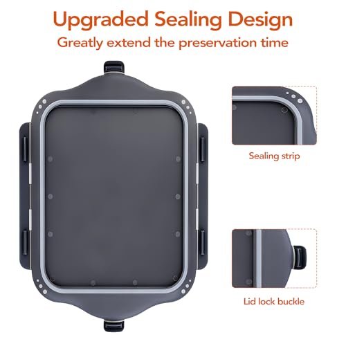 QiMH Collapsible BBQ Prep Tub, Picnic Basket with Lid Foldable Dish Basin, Washing and Draining Veggies Fruits, Food Grade Portable Cutting Board for Camping, Traveling, and Kitchen - color: Gray
