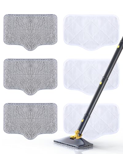 6 Pack Steam Mop Pads, Compatible with KS-7883/KS-7880 - color: White and Gray