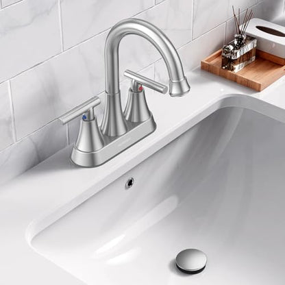 Bathroom Sink Drain with Overflow with Hair Catcher Anti-Clog Sink Strainer - color: Brushed Nickel