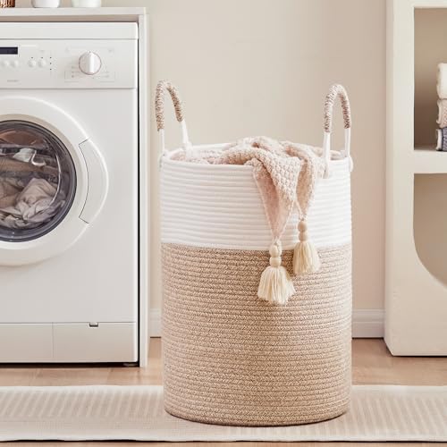 80L Extra Large Hamper Laundry Basket Tall Woven Clothes Hamper - color: Brown, size: Extra Large (80L)