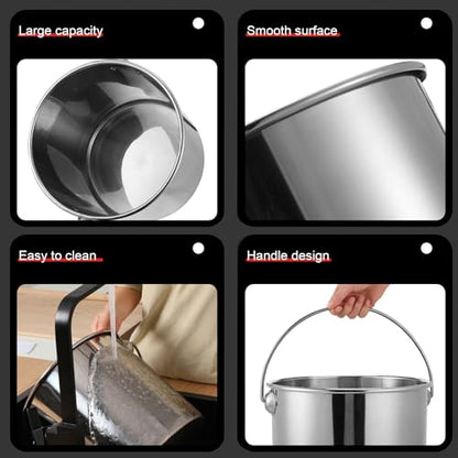 Hsei 2 Pcs Stainless Steel Bucket for Pet Cleaning, 3.2 Gallon Metal Bucket Water Pail with Handle for Fence Kennel Cage Garage Garden Workshop - size: 3.2 Gallon