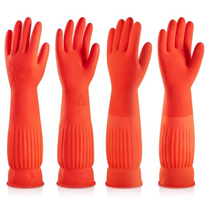 ThxToms 17" Rubber Dishwashing Gloves, Cotton Lined Kitchen Gloves, 2 Pairs - size: Medium (Pack of 4)