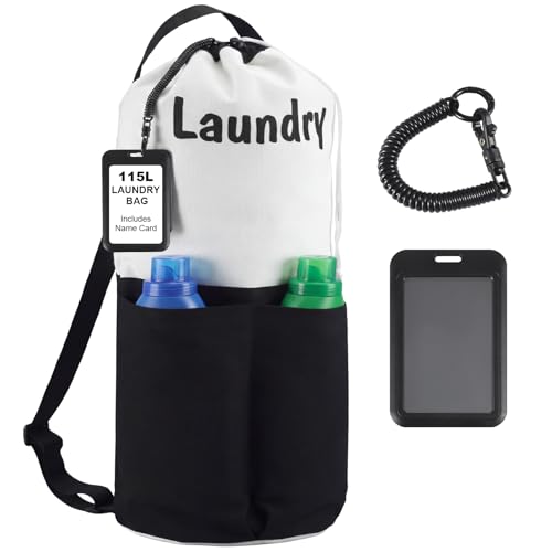 Canvas Laundry Backpack Bag with Name Tag Pocket - color: Black