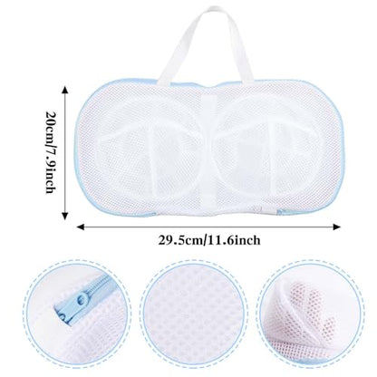 2 Pcs Bra Washing Bags for Laundry, Bra Bags for Washing Machine Lingerie Wash Dryer Bag Non-Deform 3D Protective Bracket Case with Handle Zipper for Women Laundry Storage Washing Delicates