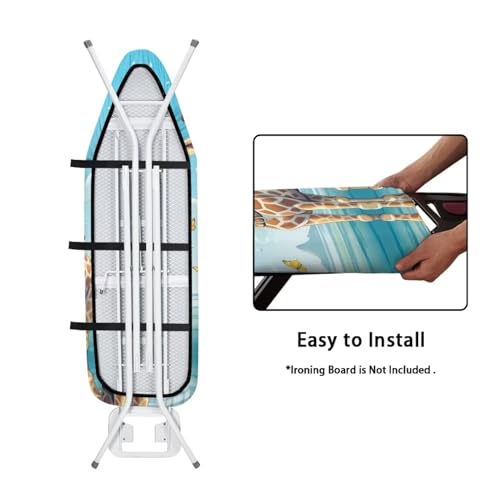 Flashideas Cute Giraffe Ironing Board Cover and Pad Standard Size Ironing Board Cover and Pad Ventilate Extra Wide Ironing Pad for Table Modern Design - color: Cute Giraffe