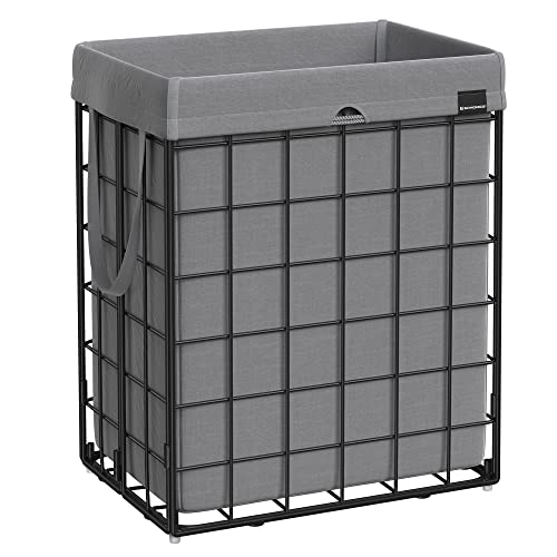 SONGMICS Laundry Hamper, Collapsible, 23.8 Gal. (90L) - color: Black + Gray, size: 90 L
