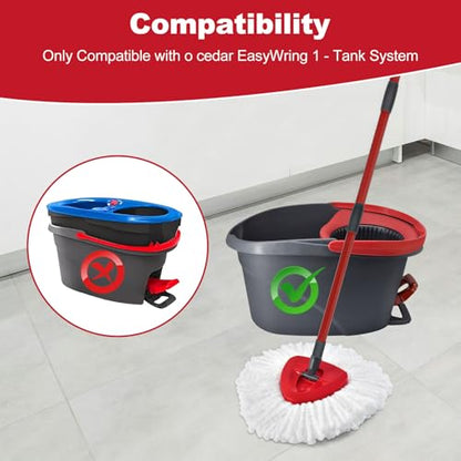 Spin Mop Handle,Mop Replace Heads,Brush and Base Compatible with O Cedar EasyWring 1 Tank,2 Microfiber Mop Refills and Brush,4-Section 30-58" Mop Handle,Mop Base Combo Set for Wet/Dry Floor Cleaning - size: 1Handle+2Refills+1Base+2Scrub Brush（1 Tank Syste