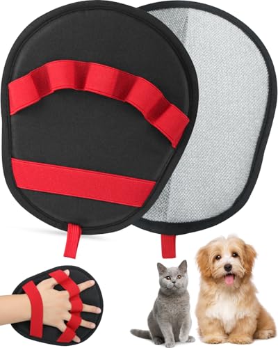 Dog Hair Removal Glove，Pet Cat Hair Mitt with Five-Finger Design Electrostatic Magic Brush, Reusable Grooming Gloves, Cat & Dog Hair Tool for Carpet, Couch, Furniture and Clothing (Red) - color: Red