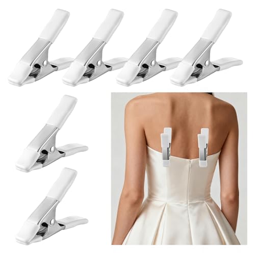 6 Pack Dress Clips for Bridal Gown Fitting 4.17 Inch Clothes Pins