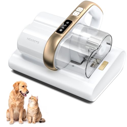 HEAPETS Mattress Vacuum Cleaner, 16Kpa Bed Vacuum with 275nm UV-C Light & 149℉ Heat & Ultrasonic, Dual High-Speed Roller Brushes & H13 HEPA Filter for Pet Hair, Bed, Sofa, Couch, Corded White - color: White