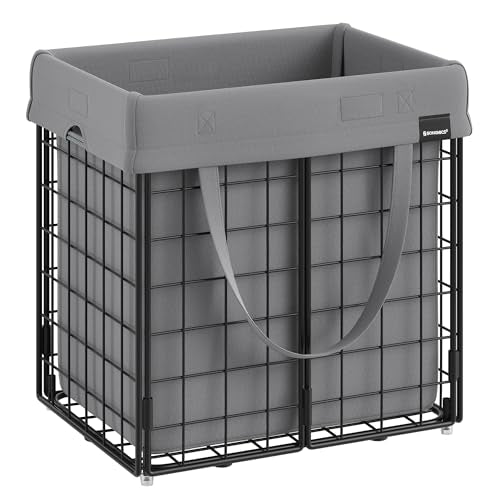 SONGMICS Laundry Hamper, Collapsible, 11 Gal. (50L) - color: Black + Gray, size: 50 L