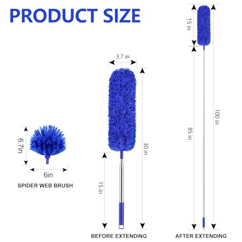 SetSail Dusters and Cobweb Duster with Extension Pole for Cleaning, Blue - color: Blue, size: Cobweb Brush&Duster