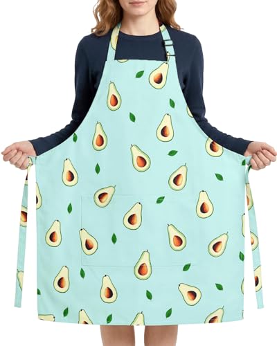 Women Apron, Cute Kitchen Aprons for Women, Girls - color: Green Avocado