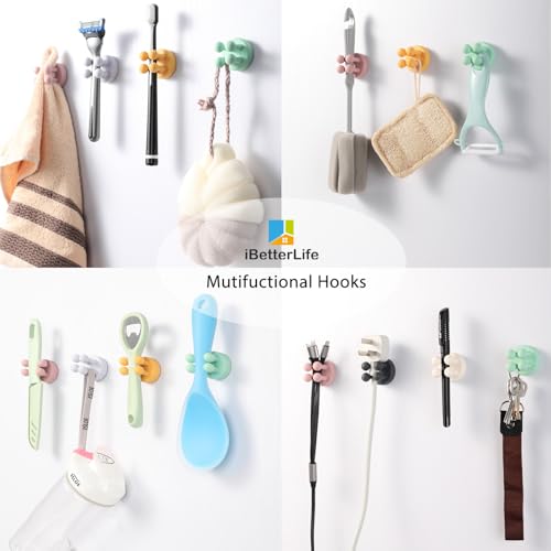 ZEZHOU 5Pcs Silicone Toothbrush Holders - Multi-Function Razor Holder Waterproof Self Adhesive Single Tooth Brush Hook Stick on Wall for Hanging Plug Bathroom Kitchen Living Room Office Must Have - color: Green, 5-pack