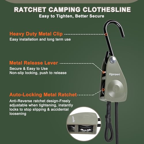 Vigorport Retractable Travel Clothesline, Heavy Duty Pulley Clothes Line