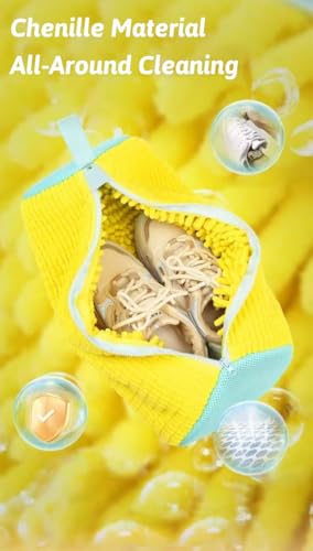 Shoe Washing Machine Bag Reusable Zippered Laundry Shoe Cleaning Bag For Household Machine Wash Dry Multifunctional (Yellow-2pcs) - color: Yellow-2pcs