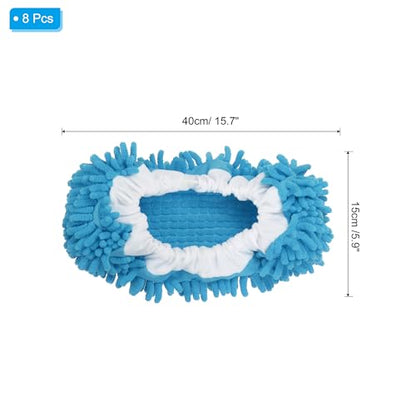 MECCANIXITY Mop Slippers Washable Microfiber Floor Cleaning Shoes Cover Chenille Duster Foot Socks Tools for House Clean, Blue 8 Pack - color: Blue