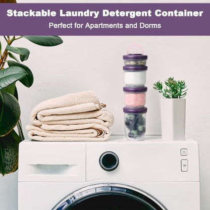 Portable Laundry Detergent Dispenser with Handle, 4 in 1, Purple - color: Purple, size: 160+420+420+600ml