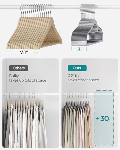 SONGMICS Pack of 50 Coat Hangers, Space-Saving Plastic Clothes Hangers - color: Lightgray + Darkgray, size: 50 Pack