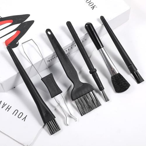 6 PCS Mini Keyboard Cleaning Brushes Kit, Small Mechanical Keyboard Cleaning Brush with Keycap Puller, PP Handle Nylon Anti Static Dusting Brush Mini Keyboards Cleaner Brushes for Computer Motherboard
