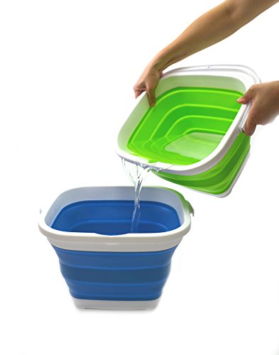 SAMMART 11L (2.9 Gallon) Collapsible Rectangular Handy Bucket (1, Green) - color: Green