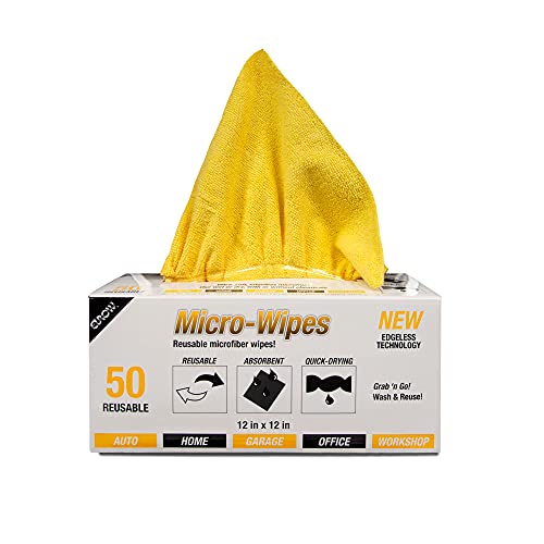 Eurow 200GSM Microfiber Cleaning and Drying Cloths with Dispenser Box, Reusable, Streak-Free, Scratch-Free, Ultra Absorbent, Edgeless for All Surface Types, 12x12in, 50-Pack, Yellow - color: Yellow, size: 12 x 12 in