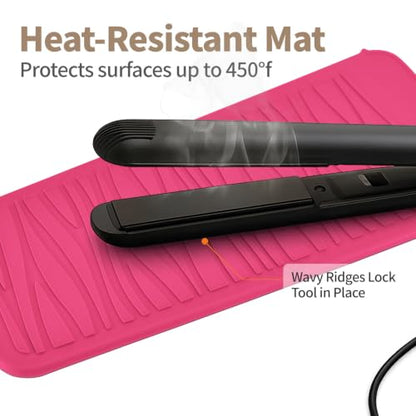 Silicone Heat Resistant Travel Mat Pouch for Hair Styling Tools (Hot Pink, 1 Pack) - color: Hotpink, size: 1 Pack