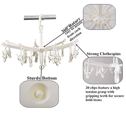 DurReus Foldable Clip Drip Laundry Hanger Portable Plastic Hanging Dryer with 20 Clips for Drying Cloth Diapers,Baby Clothes,Bras,Underwear,Hat,Gloves,Socks - color: 20 Clips Plastic